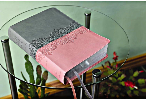 NIV Quest Study Bible, Comfort Print--soft leather-look, pink & gray