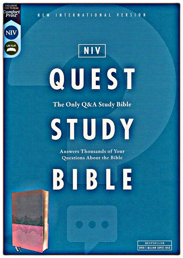 NIV Quest Study Bible, Comfort Print--soft leather-look, pink & gray