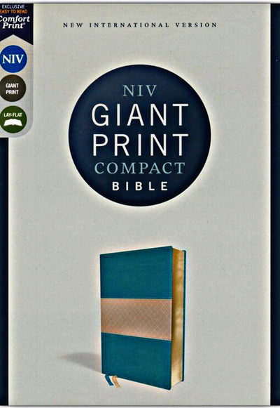 NIV Giant-Print Compact Bible, Comfort Print--soft leather-look, teal (red letter)