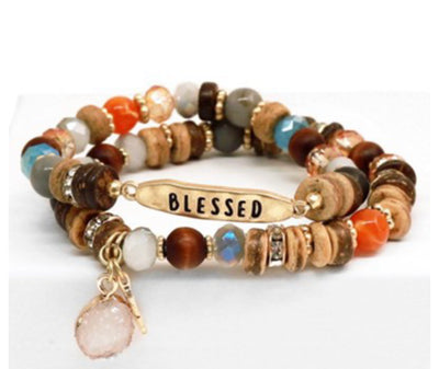 Blessed Beaded Bracelet with Charms