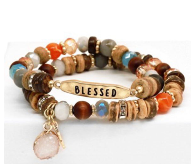 Blessed Beaded Bracelet with Charms