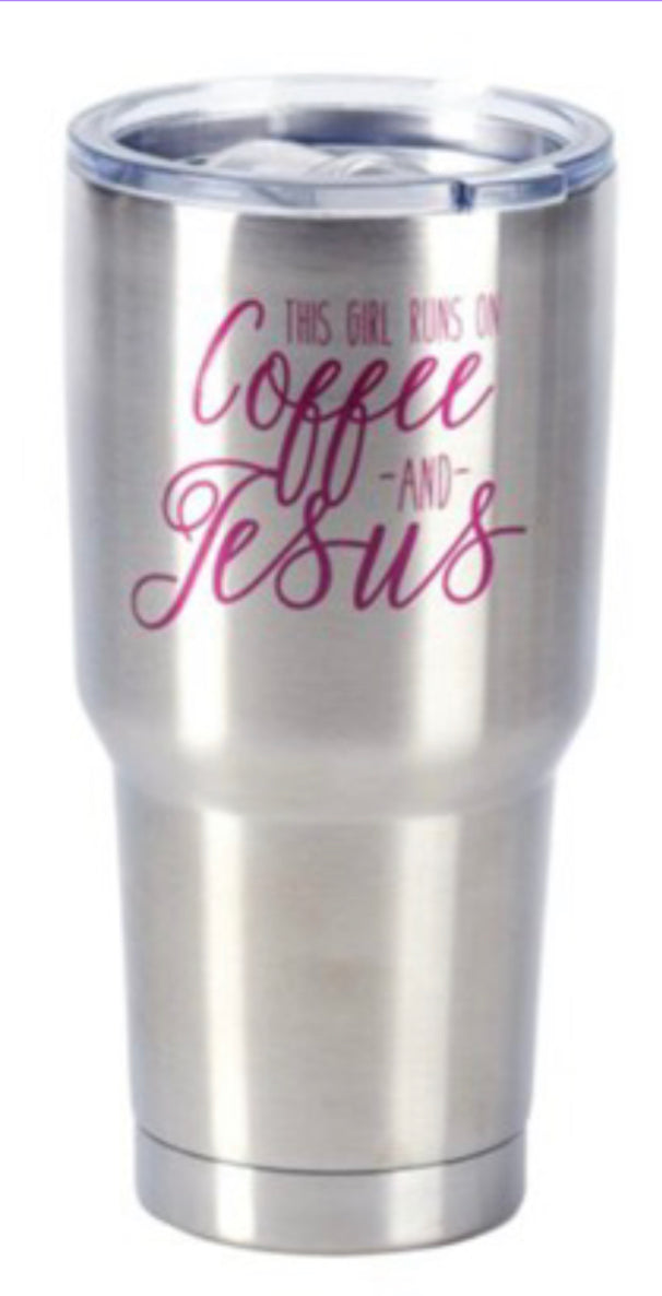 This Girl Runs on Coffee and Jesus Tumbler