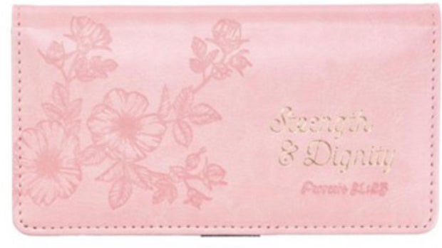 Strength & Dignity This beautiful set come with soft pink matching water bottle, check book cover and pen