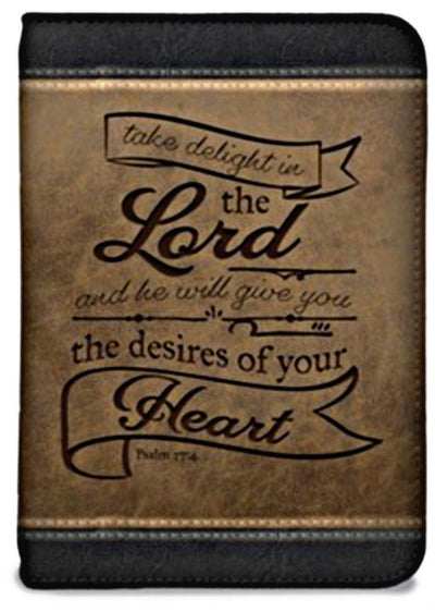 Take Delight in the Lord Zippered Journal, Brown and Black