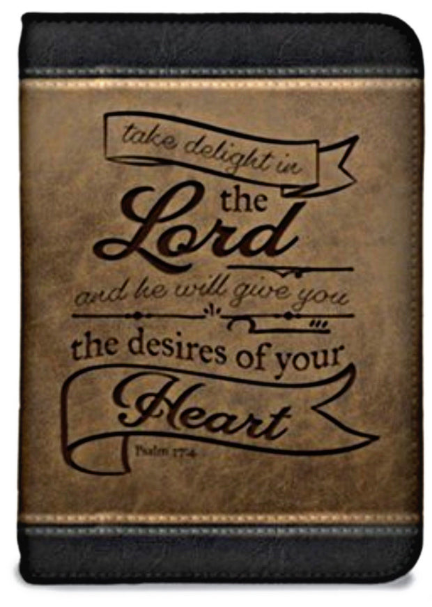 Take Delight in the Lord Zippered Journal, Brown and Black