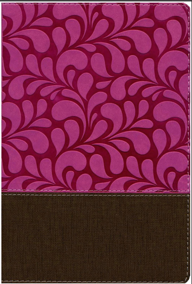 NIV Women's Large-Print Devotional Bible--soft leather-look, brown/pink