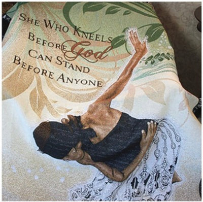 She Who Kneels Tapestry Throw