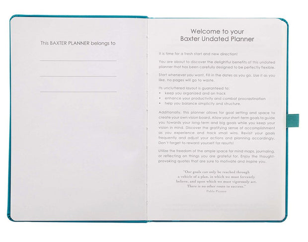 Faux Leather Undated Baxter Planner, Teal