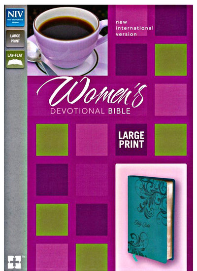 NIV Women's Devotional Bible, Large Print, Italian Duo-Tone Turquoise