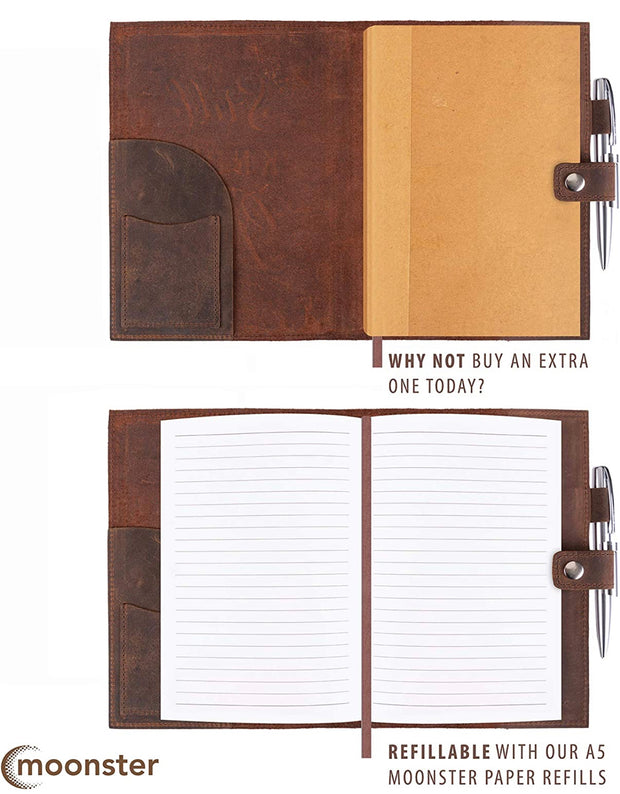 Refillable Leather Journal Lined Notebook
