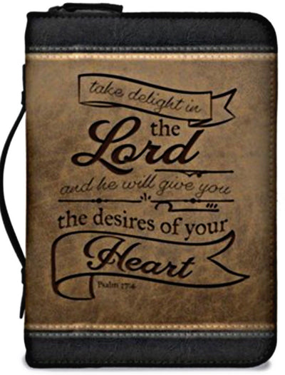 Take Delight in the Lord Bible Cover, Brown and Black, X-Larg