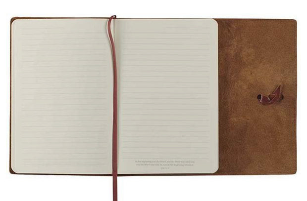Faith Journal, Genuine Leather, Brown with Wrap Closure