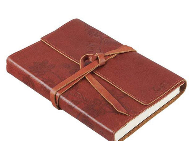 Faith Journal, Genuine Leather, Brown with Wrap Closure